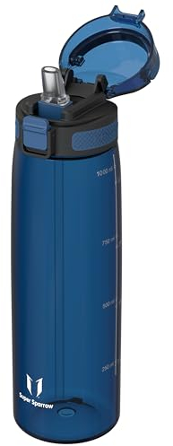Super Sparrow Botella Deportiva - TouchSip Botella Agua - 1L - Tritan Botellas con Pajita, Sin BPA