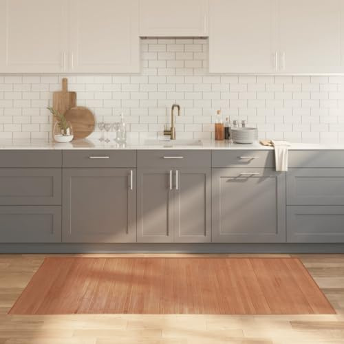 Bulliing Tappeto Rettangolare Naturale 100x200 cm in bambù,Tappeto Bamboo Legno Stuoia Antiscivolo Passatoia Pedana bambù Cucina Bagno