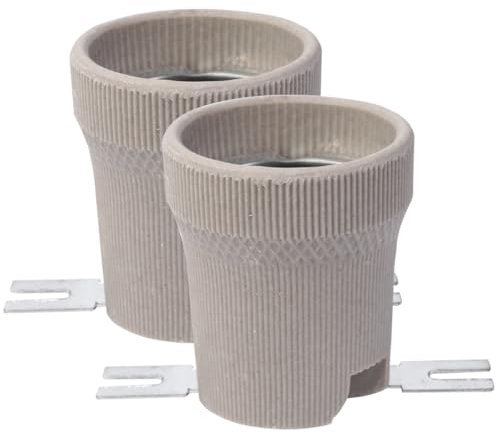 Sarini Portalampada E27, 2 Pezzi, Ceramica, E27 Attacco a Vite, Ideale per Ambienti Umidi e Industriali