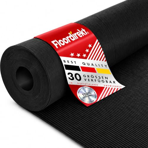 Floordirekt Gummimatta, finribbmatta, 3 mm, gummilöpare, skyddsmatta, halkfri golvbeläggning, finribbad (svart, 100 x 150 cm)