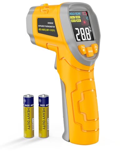 Thermometre Infrarouge, Thermometre Laser -50°C~600°C (-58°F~1112°F) Emissivité Réglable, Sans Contact Thermomètre Laser Cuisine Avec Écran Couleur LCD pour Cuisine/Pizza/Industrie, PAS pour l'homme