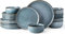 GBhome Geschirrset 6 Personen, 18-tlg Reaktive Glasur Handarbeit Steingut Geschirr Set, Mikrowellen- & Spülmaschinenfest Schüssel- und Teller Set, Weltraum Blau