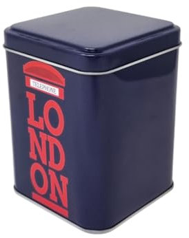 Caja de lata para cocina, casa, despensa porta bolsitas de té azul London Telephone color azul 0,7 l 11 x 8 x 8 cm