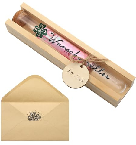 APOMOONS Regalo de dinero, madera, embalaje de, incluye tubo de ensayo de plástico, sobres de felicitación, para múltiples ocasiones, 1 unidad (Paquete de 2)