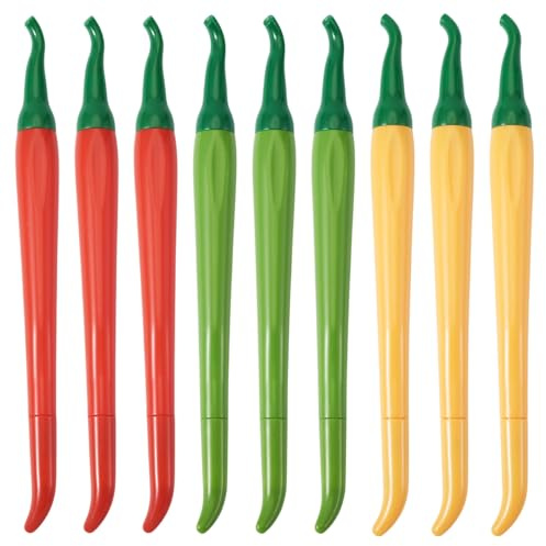 Beadthoven 15 bolígrafos de tinta de gel con forma de chile, 3 colores, bolígrafos de plástico con punta fina para escritura, diario, oficina, escuela, suministros de papelería, rojo/verde/naranja
