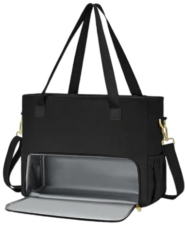 Generisk axelväska för bärbar dator med lunchfack, konverterbar lätt dator handväska arbetsaxelväska, messengerhandväska med justerbar axelrem – Lunch Tote Bag för