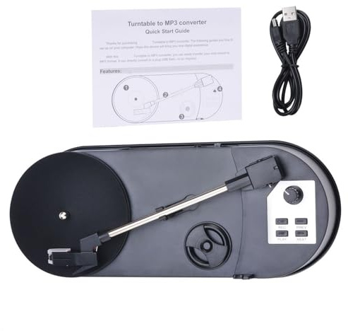 Turntable Converter for Record Player to MP3 Conversion Adapter with Multiple Speeds and Integrated Auditory Record Converter