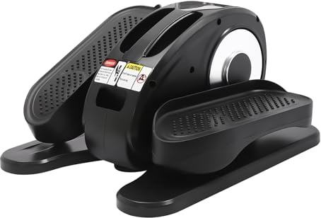 Elektrisk crosstrainer, 50 W under skrivbordet, elliptisk tränare, motoriserar bentränare med fjärrkontroll och display 5 hastigheter för äldre vuxna (silver + svart)