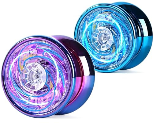 2 Pièces Yoyo Professionnel, Yoyo Lumineux pour, Pratique de Tours de Base, Entraînement au Progrès des Compétences, Bleu et Violet