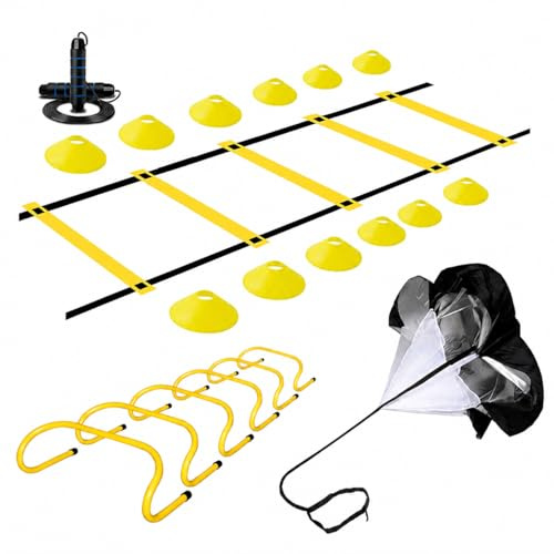 Yunmeryker Kit Entrenamiento Fútbol, Escalera Agilidad, Set Coordinación y Velocidad con Conos, Entrenador Balón Adultos