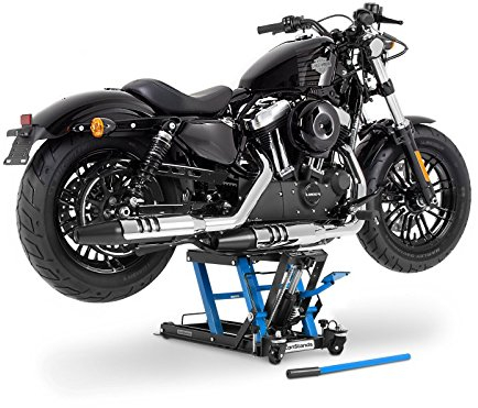 ConStands - Motorrad-Hebebühne für Honda Shadow VT 600/750 C, VT 1100 C3 Aero, VTX 1300 Hydraulisch Sicherung Blau