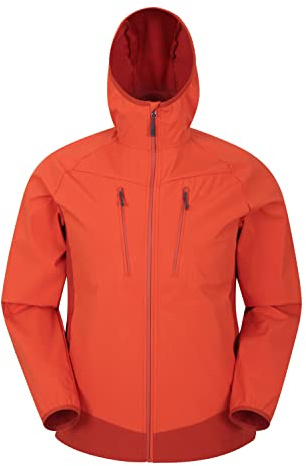 Mountain Warehouse Veste Softshell légère Ambit - pour Homme - Veste de Pluie légère et imperméable - Idéal pour Marche, Plein air, randonnée et Trekking Orange XS