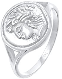 Elli Anelli Donna Anello con sigillo Moneta Vintage Look Trend Blogger in Argento Sterling 925