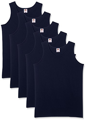 Fruit of the Loom - Maglietta intima da uomo sportiva, taglie dalla M alla 5XL, anche in un set di colori (1/5 pezzi), Blu (Deep Nave), XXXL