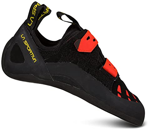 La Sportiva Men's Tarantula Rock Climbing Shoes, Black/Poppy, 11.5 US, 45 EU