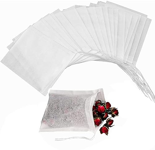 200 Pezzi Bustine da tè Filtro, Filtri the e Tisane Usa e Getta,bustine da tè sfuse,Bustine di tè Usa e Getta con Coulisse, Bustine di tè Vuote per Tè Sfuso Tisane caffè Erbe Spezie,7x5 cm