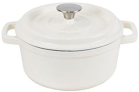 Troupmiye Niedriger Gusseisen-Bräter, Gusseisen-Bräter 22 cm, runder Induktions-Bräter mit Harter Emaille-Beschichtung