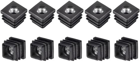 Sourcing Map 10Pcs Black Plastic Adjustable Plug Caster Insert Chair End Caps Furniture Leg Plug for 0.78x0.78 OD Square Tube