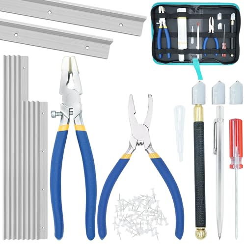 ZAWAGIIK Glass Running Breaking Pliers and Glass Cutter Kit Glass Cutters Tools Set for Stained Glass Making Craft Layout Block System for Glass Panels Glass Cutters for Mosaics Fusing Breaking
