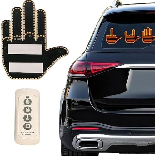 Sylswx Luce da Dito Dell'auto con Telecomando, Accessori Auto Divertenti, LED Gadget Auto, segnali di rabbia stradale, accessori per auto per uomini e donne