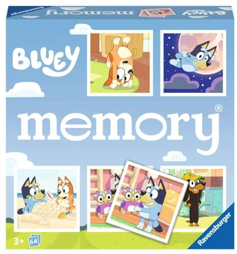 Ravensburger - Memory Bluey, Juego de Mesa para Niños 3 Años o Más, Juego Educativo, 64 Tarjetas