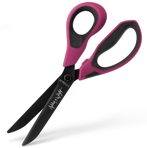 Ashton and Wright - Ciseaux à revêtement titane haute résistance - Ciseaux robustes pour bureau, maison, cuisine et loisirs créatifs - 210 mm / 8’’ - Lames revêtues de titane (Violet, pour droitier)