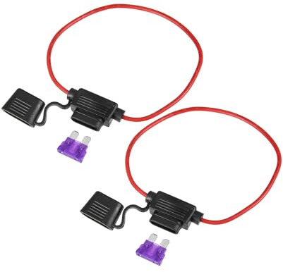 REPAIROCK 2 Set 16 Gauge Car Blade Style Inline Fuse Holder with 35A Fuse Durable Material Auto Replacement Parts