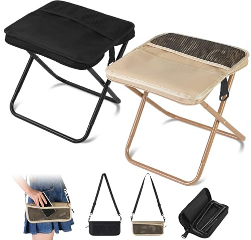 Meng Jiaran 2Pcs Portable Foldable Backpack Stool for Camping, Small Lightweight Folding Chair for Adults Collapsible Stool Fold Up Chairs for Fishing Hiking Garden