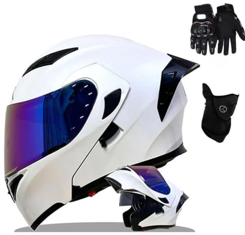 Casque de Moto Casque Modulable Modulable avec Double Pare-Soleil, Casque Intégral Unisexe Homologué ECE, pour Adultes Hommes Femmes(C3,XXXL(63~64CM))