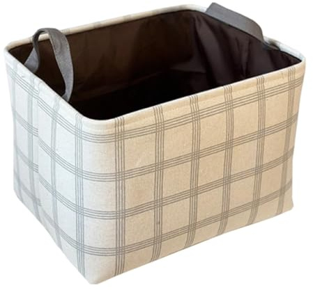 flaxarne Scatola Portaoggetti in Tessuto, Cestini Portaoggetti in Tessuto con Manici in Corda, Cubi Portaoggetti Pieghevoli, per Vestiti, Asciugamani, Giocattoli 40 x 32 x 28 cm