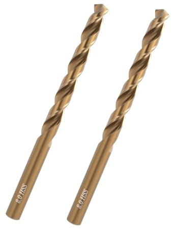 2PCS 8mm HSS Cobalt Drill Bit, Professional Jobber Twist Drill Bits for Metal, Stainless Steel, Cast Iron, Alloy, Durable Steel Drill Bits for Hard Steel with 135° Split Point Precision