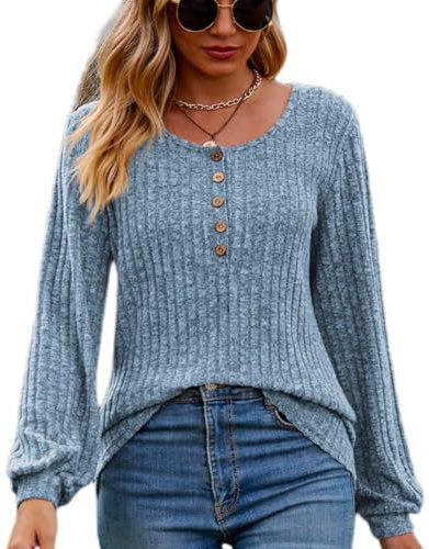 XIVISTO Haut pour Femme Élégant Sweat-Shirts à Manches Longues Casual Léger Pull Col Rond Blouse Tee Shirt Hiver Automne