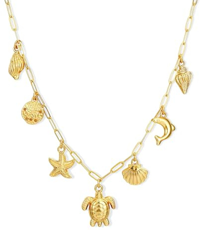 Collier de Coquillages, Collier Coquillage pour Femme et Fille, Colliers Étoile De Mer, Colliers de Coquillages d'été, Collieres de Coquillagess d'été, Réglable Collieres Coquillage Femme (Or A)