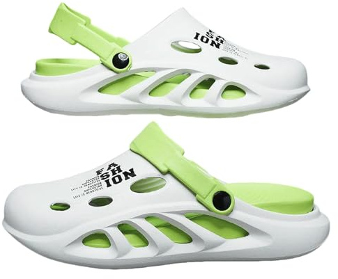 Gyios Ciabatte Uomo Sandali da All'aperto Pantofole Spiaggia Comodi Zoccoli con Suola Morbida E Spessa Scarpe Casual Giardino Uomo-Verde Bianco-40-41