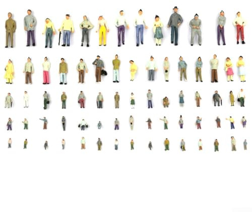 100 figuras de modelo, 1:75/1:87/1:100 personas sentadas para diorama de mesa de arena, personajes pintados en miniatura ABS (1:87)