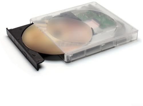 Tufgo Transparent 3.0 extern DVD-enhet, CD-brännare, läsare, författare, tunn optisk enhet för PC bärbar dator för macbook för Windows för Linux (transparent)