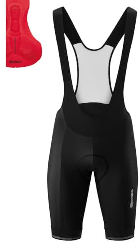 Gonso Sitivo Bib, Kurze Herren Träger-Radhose, Mit Sitivo Red Comfort Sitzpolster, Hohe Bewegungselastizität und Antirutsch-Silikon-Beingummi, Enganliegende Passform, Schwarz/Rot, Gr. M