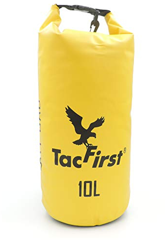 TacFirst Dry Bag Seesack, wasserdichter Packsack mit Fast-Fold Verschluss 2L / 3L / 5L / 10L / 15L / 20L / 25L / 30L wasserfester Trockenbeutel (Gelb, 10L)