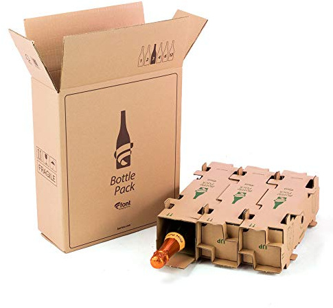 Only Boxes, Lot de 5 boîtes en carton pour expédition de bouteilles, capacité pour 3 bouteilles avec boîte interne haute protection, 100% écologique, évite les cassures, Marron