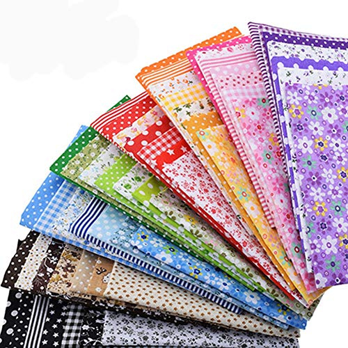 Egurs 56 stycken 15 x 15 cm tygrester paket i 100 % bomull, tygbunt lapptäcke, 8 serien