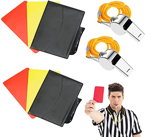 CINVEED Sport Schiedsrichter Karten Set Fußball Pfeifen Rot Gelb Schiedsrichter Karte Edelstahl Trillerpfeife