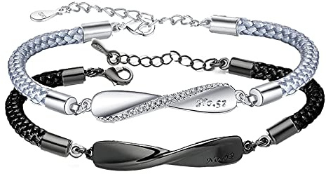 Braccialetti Infiniti per Coppie - Abbinamento per Fidanzato e Fidanzata, Relazione a Lunga Distanza, per Lui e Lei - Regali di San Valentino per Donne, Uomini, Amanti, 2