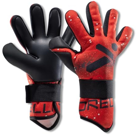 Storelli Challenger Goalkeeper Gloves, Youth Soccer Gloves, Enhanced Protection, Adjustable, Superior Grip, Unisex, Red Digital, Size 8