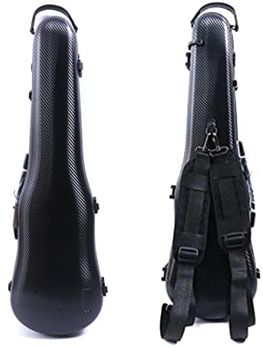 Vetimobato 3/4 Violin Case 4/4 Full Size Adjustable Hard Shell Carbon Fiber Violin Travel Case with Removable Accessory Storage Bag, 2 Bow Holder, Backpack straps(Black)