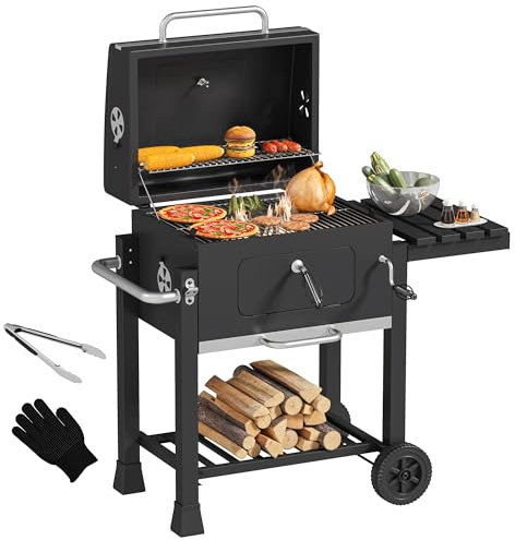 YITAHOME XL Charcoal Grill with Temperature Gauge & Adjustable Coal Tray - Portable BBQ Smoker for Outdoor Cooking, Patio, Camping Trips (Includes Grill Accessories Kit)