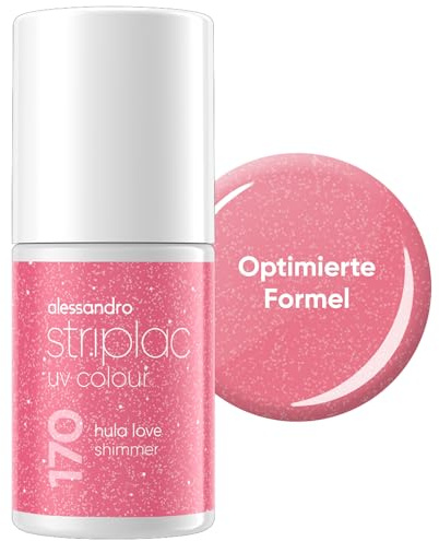 alessandro Striplac UV-Nagellack Hula Love Shimmer - Deckend & Kratzfest bis zu 15 Tage - Leichtes Auftragen - Schonende Abziehtechnologie - Vegan - Pink, 6,5ml