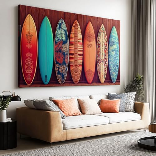 Peinture à l'huile Légende Vintage Affiche Toile Art Mural Peinture, Tableau sur Toile Photographie Planche Surf Colorée pour Décoration de Salon Décoration d'intérieur 140 x 70 cm (L x l) Sans Cadre