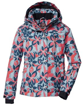 killtec Mädchen Skijacke/Funktionsjacke mit Kapuze und Schneefang KSW 211 GRLS SKI JCKT, hell rauchblau AOP, 140, 43598-000