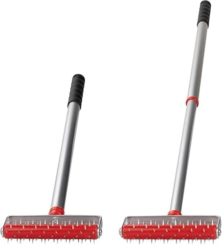 Igelwalze mit Teleskopstiel (59–102 cm) – Stachelwalze aus Edelstahl zum Tapeten Entfernen, 15 cm Arbeitsbreite, Aluminiumgriff, mit Schutzhaube – Tapetenperforierer für Renovierung
