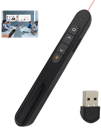 2.4GHz Wireless Presentation Clicker with Laser Pointer, USB & Type-C 2 in 1 Clicker, Remote Slide Advancer for Laptop Mac Classroom Conference
